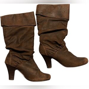 Brown Slouchy Heeled Boots